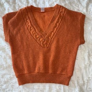 thrifted burnt orange knitted v-neck sweater vest